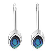 Abalone Lens Shaped Silver Earrings, e351st